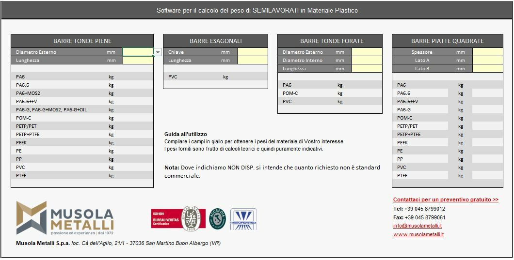 software Free Calcolo Pesi Materie Termoplastiche