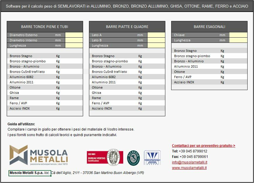software Free Calcolo Pesi Metalli